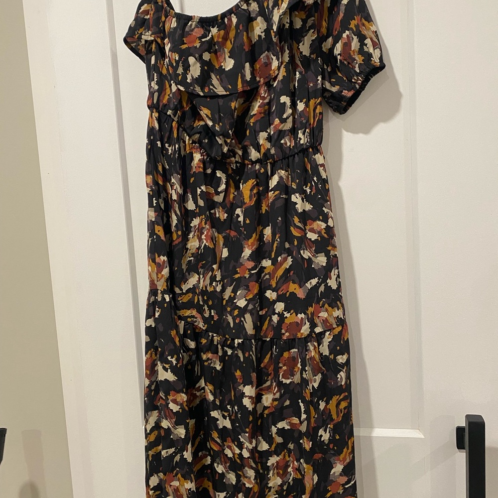 Pink Lily One Shoulder Black Floral Dress